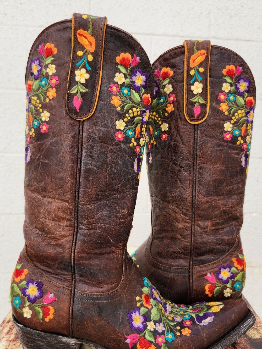 Old Gringo Sora 13 Floral Embroidered Women’s Cowboy Boots Brown Leather 7.5 - Picture 6 of 6